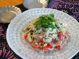 レモン香る♪ごまソースで冷製パスタ