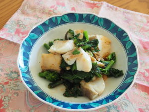 白身魚と菜の花のマスタード焼き